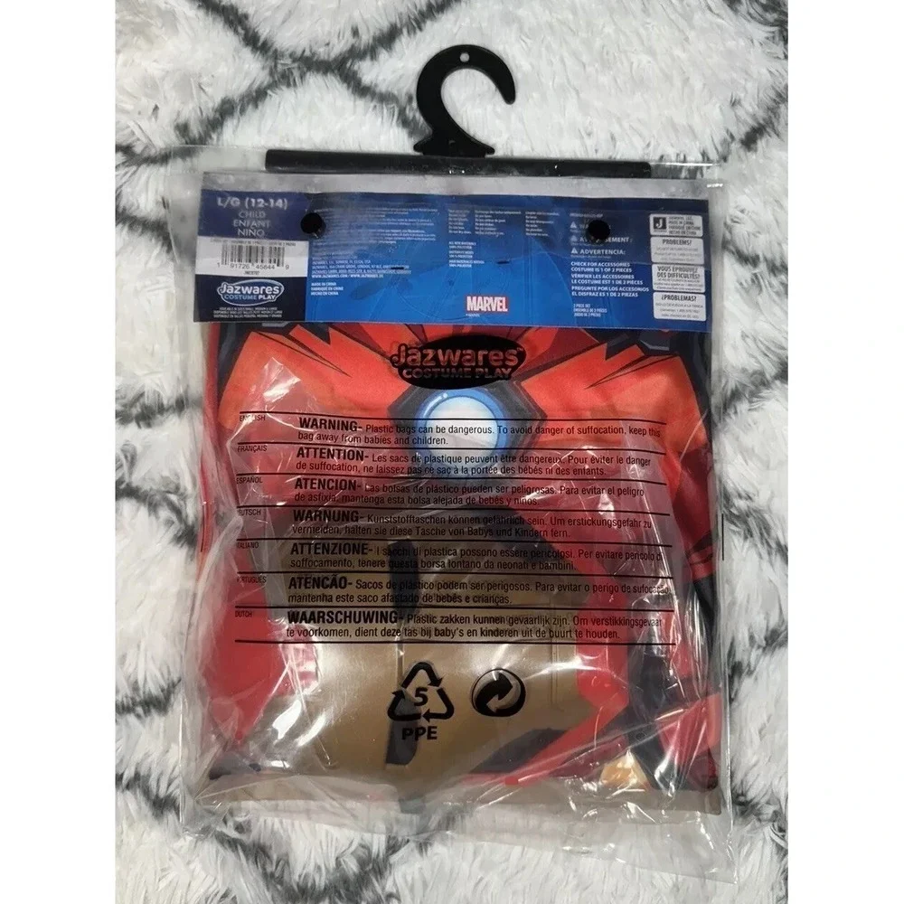 MARVEL Avengers Iron Man Jumpsuit Mask Costume Cosplay Child L (12-14) *NEW*